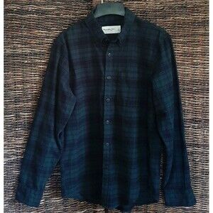 Abercrombie & Fitch Soft A&F Flannel Plaid Button Down Shirt Men's Small Green